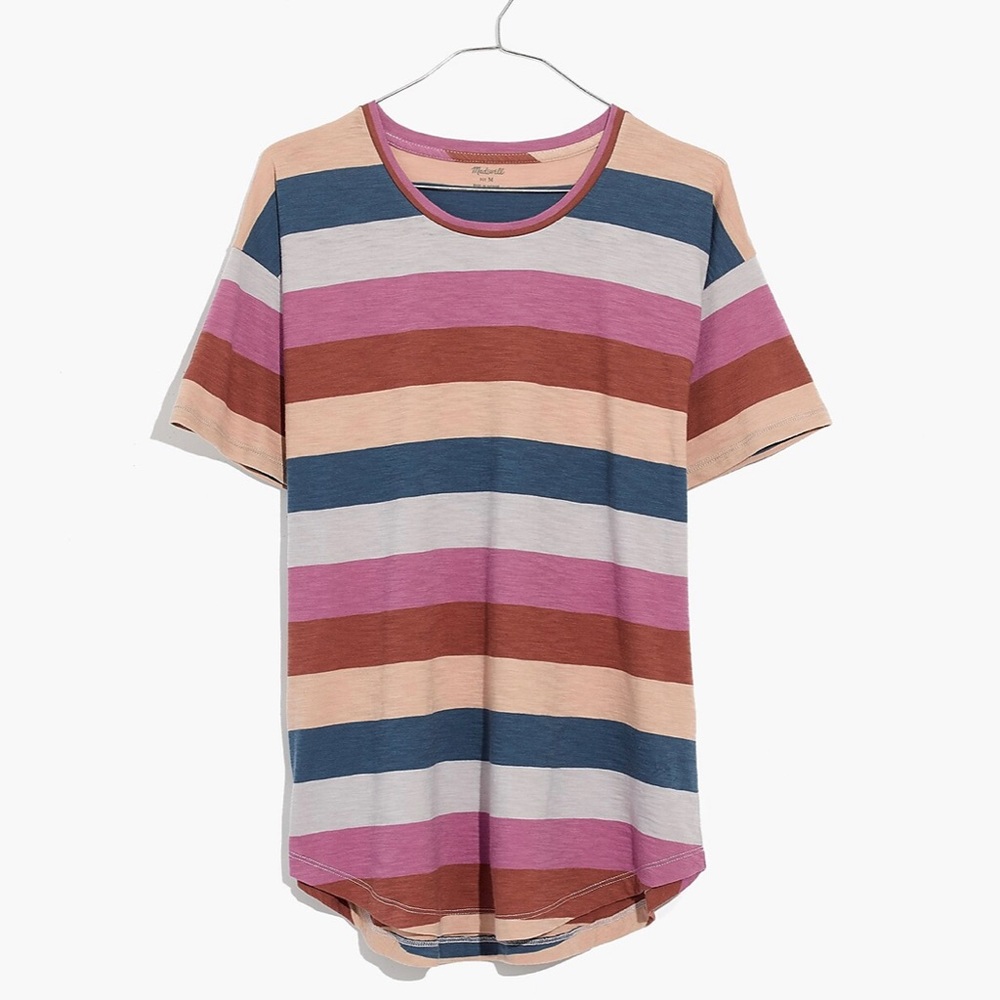 Madewell Whisper Cotton Crewneck Tee in Longrock Stripe
